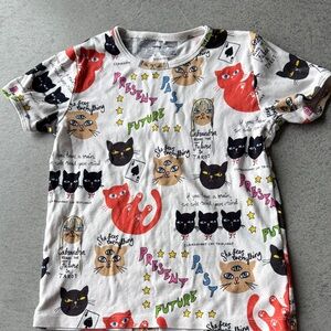 Mini Rodini Cat Print Organic Cotton Tee